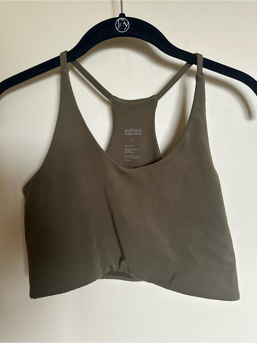 girlfriend collective Olive Green Racerback Sports Bra